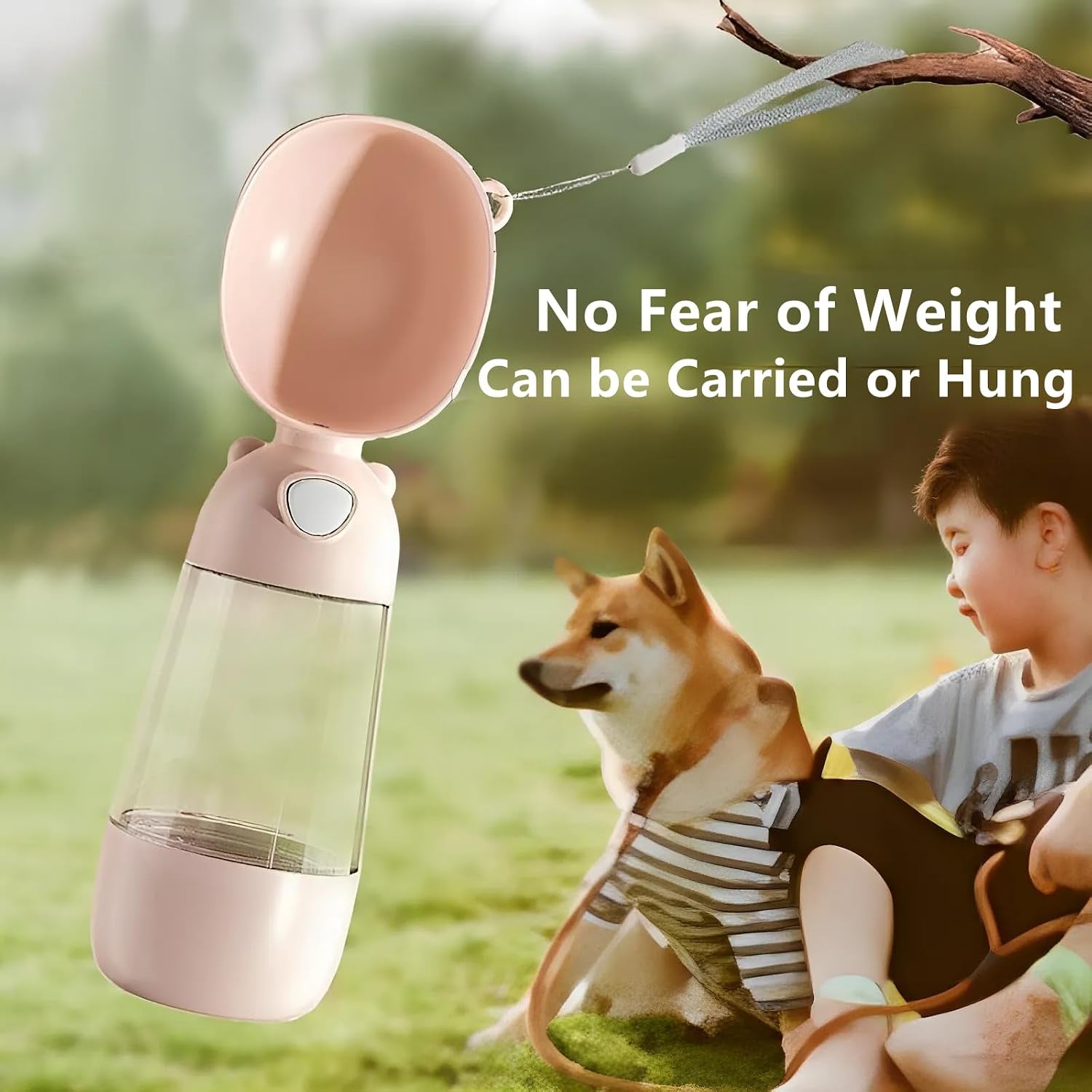 2 in 1 Dog Water Bottle and Food Container, Leak Proof Portable Dog Travel Bottle for Walking, BPA Free Pet Water Dispenser with Drinking Bowl, Lightweight for Hiking, Camping(Yellow)