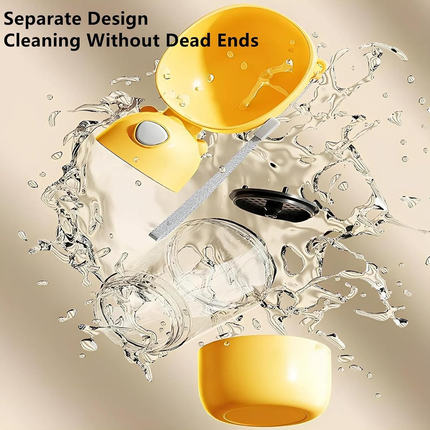 2 in 1 Dog Water Bottle and Food Container, Leak Proof Portable Dog Travel Bottle for Walking, BPA Free Pet Water Dispenser with Drinking Bowl, Lightweight for Hiking, Camping(Yellow)