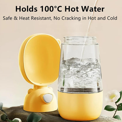 2 in 1 Dog Water Bottle and Food Container, Leak Proof Portable Dog Travel Bottle for Walking, BPA Free Pet Water Dispenser with Drinking Bowl, Lightweight for Hiking, Camping(Yellow)
